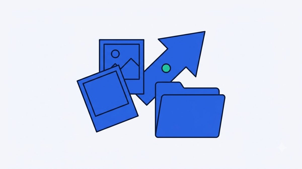 Two photo prints linked by an arrow representing easy file format conversion.