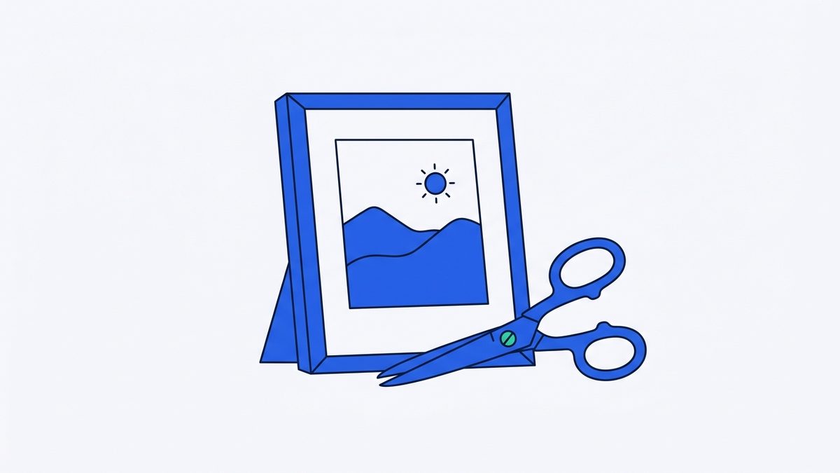 a framed photograph and a pair of scissors