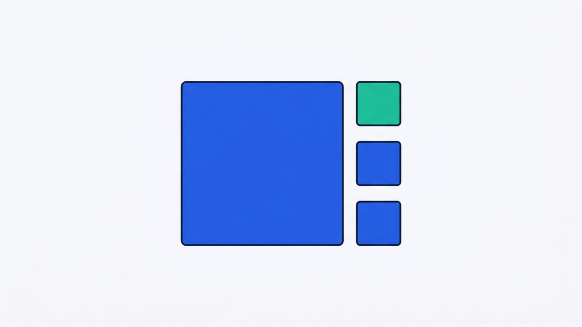 a large square tile and three small square tiles of different sizes