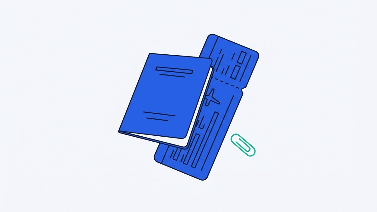 a passport, a boarding pass, and a paper clip
