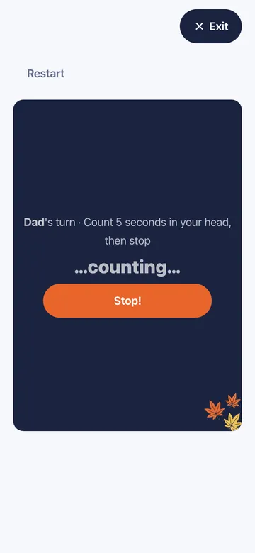 The clock hides after a second — count in your head